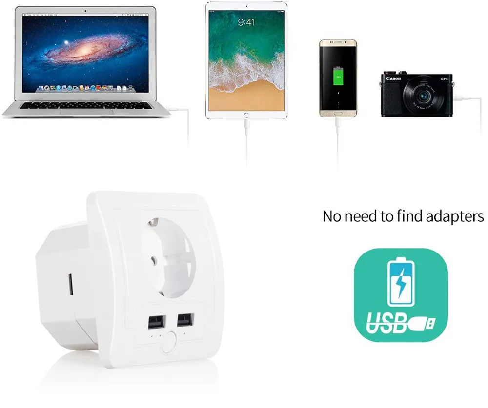 UseeLink умная настенная розетка 16A EU с USB WiFi Разъем питания работает Alexa Google Home IFTTT без