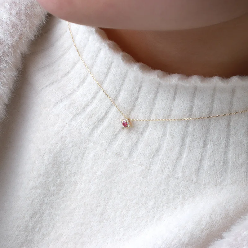 Необычный рубиновый 9K настоящий Настоящий желтый однотонный золотой милый кулон