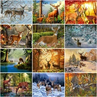 diy 5d diamond painting deer in the forest drinking water full round drill animal mosaic embroidery cross stitch kit rhinestones