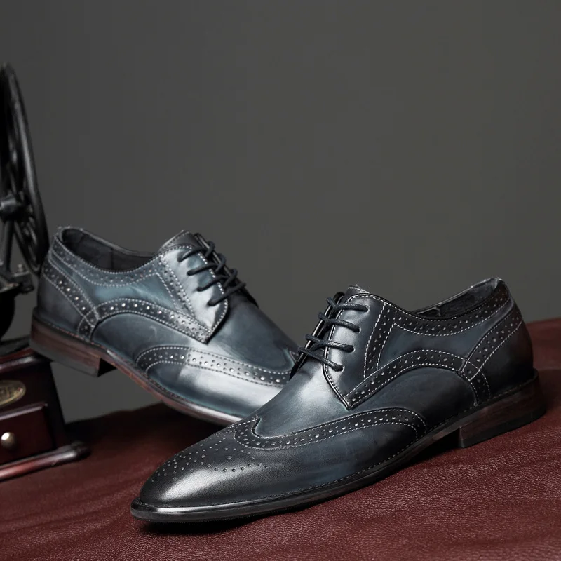 Броги Buty Meskie мужские из натуральной кожи деловые повседневные Zapatos De Hombre kpockobkn