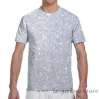 Мужская и женская футболка с серебристым металлическим блеском, модная футболка со всем принтом для девочек, топы, футболки с коротким рукавом для мальчиков