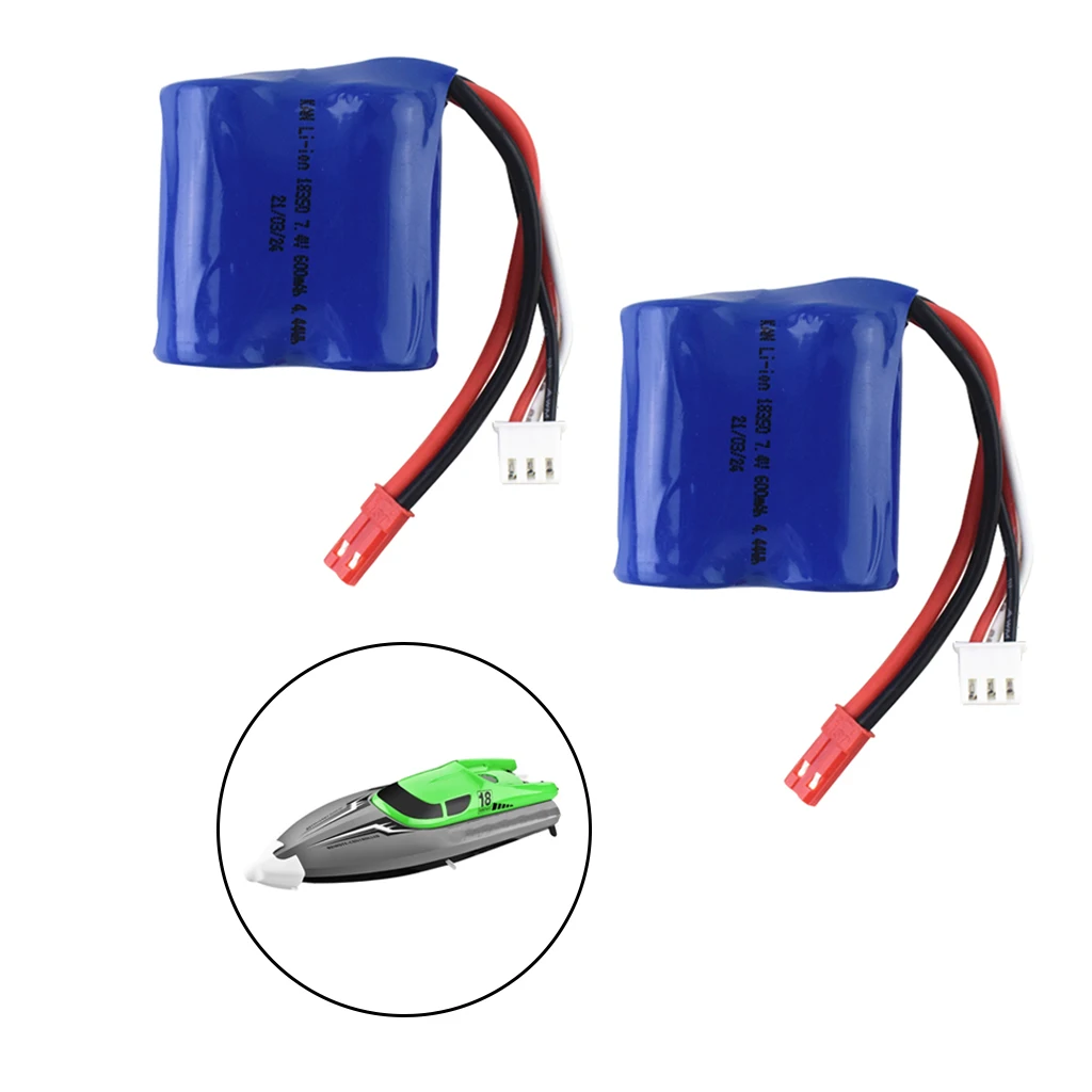 

2 Pieces 7.4V 600MAH Lithium Polymer Battery for EB02 RC Boat Ship /Car Accs