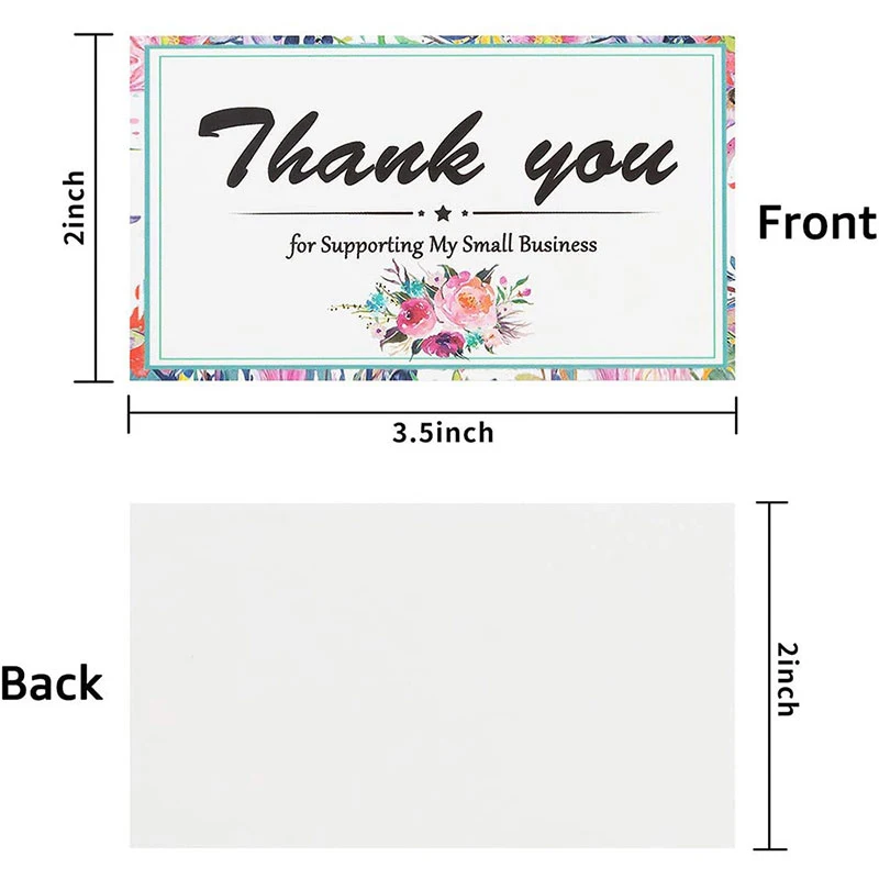 

50pcs Colorful Flower Thanks Greeting Card Supporting My Small Business Card Thank You Message Card Appreciation Cardstock
