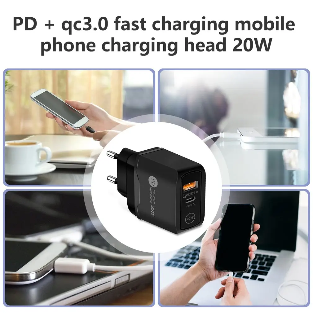 

USB Charger Fast Charging PD 20W Quick Charge For iPhone 12 Pro Max Samsung Xiaomi USB Type C charger Mobile Phone Wall Chargers