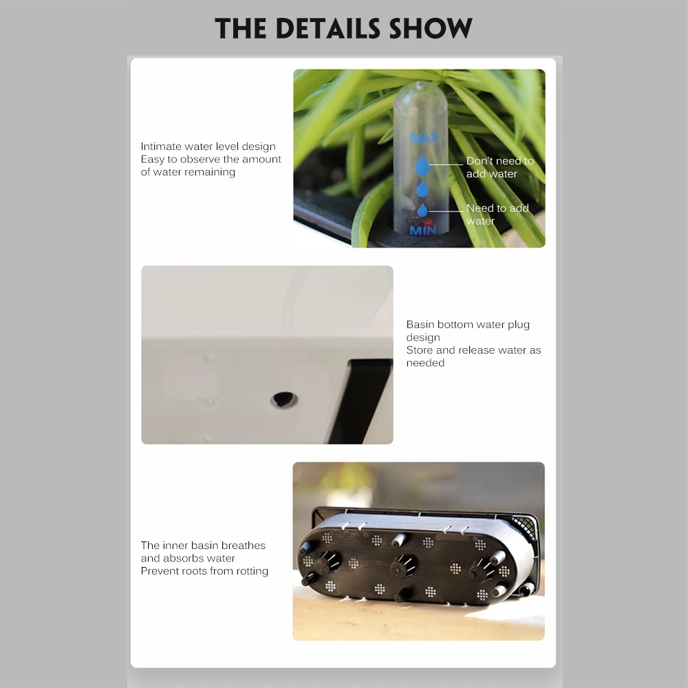 Новый креативный прямоугольный пластиковый автоматический полив цветочный