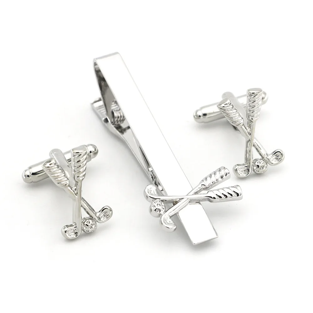 Набор зажимов для галстука в спортивном стиле запонки гольф клуба стальные цвета