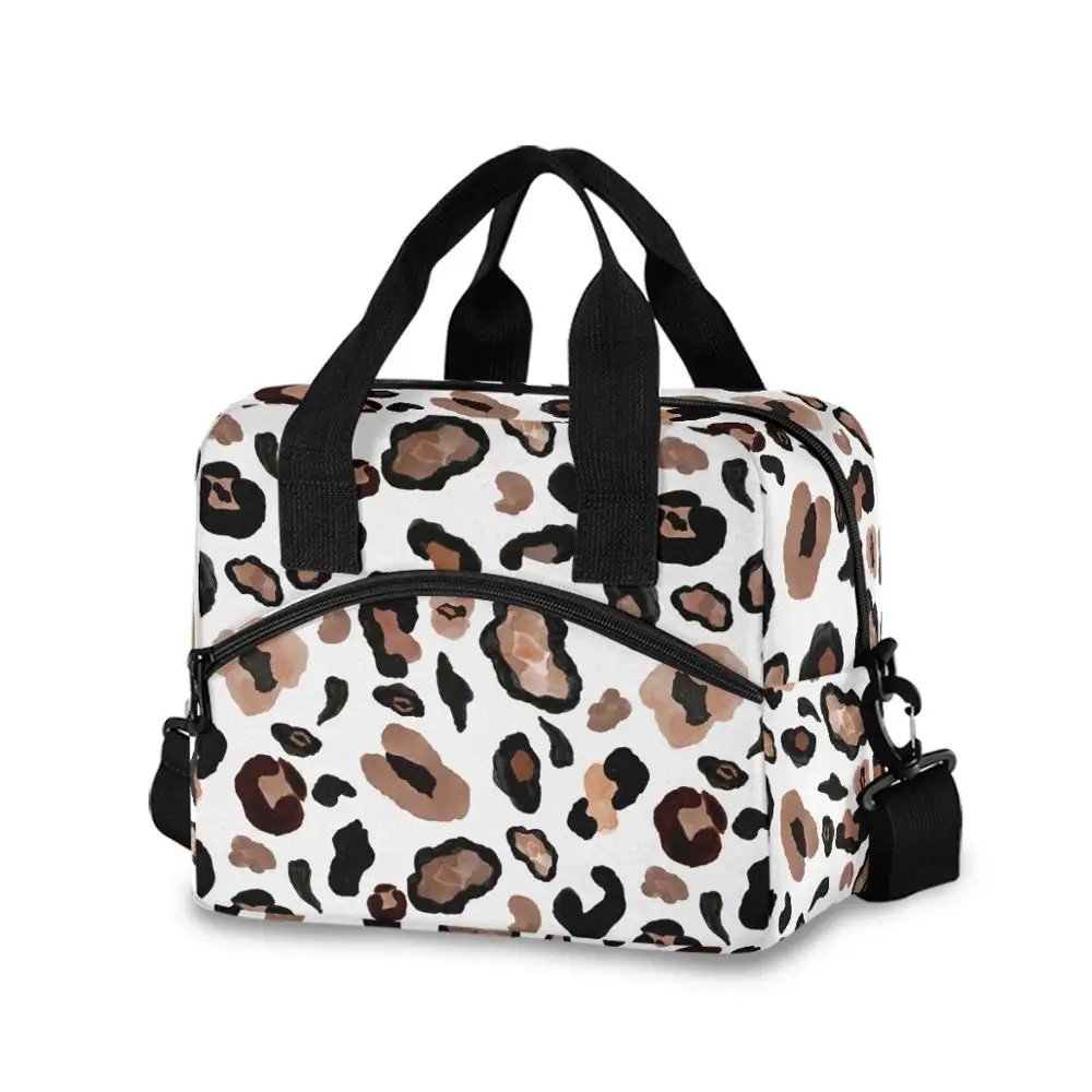 Insulated Lunch Bag For Women Large Food Bag Leopard Print P
