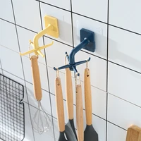 rotating hook free storage kitchen kitchen utensils storage hook perforated wall hanging tool rack spatula spoon