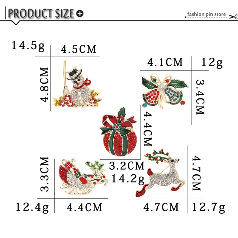Новая модная Рождественская Брошь Стразы эмалевые Броши с колокольчиком Санта