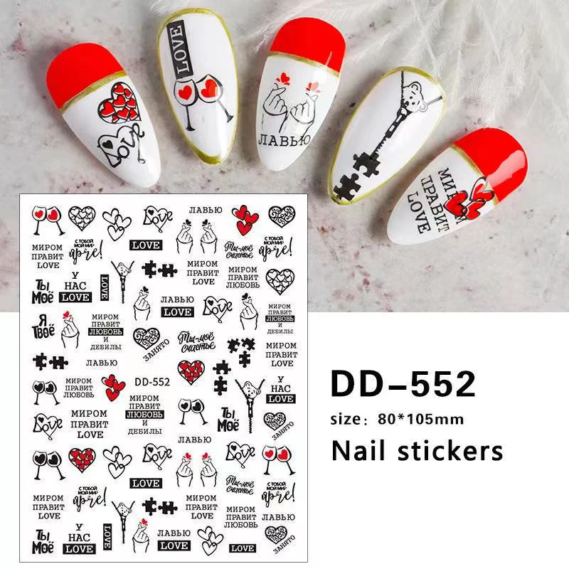 

10PCSLetter Love Nail Art Sticker Crown Character Nail Art Deco Beer Strawberry Nail Art Repair Tool Flower 3D Nail Art Sticker