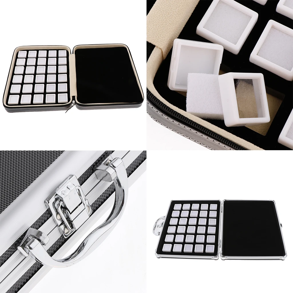 

60 Grids Zipper PU Leather Gem Storage Diamond Gemstone Display Jewelry Box