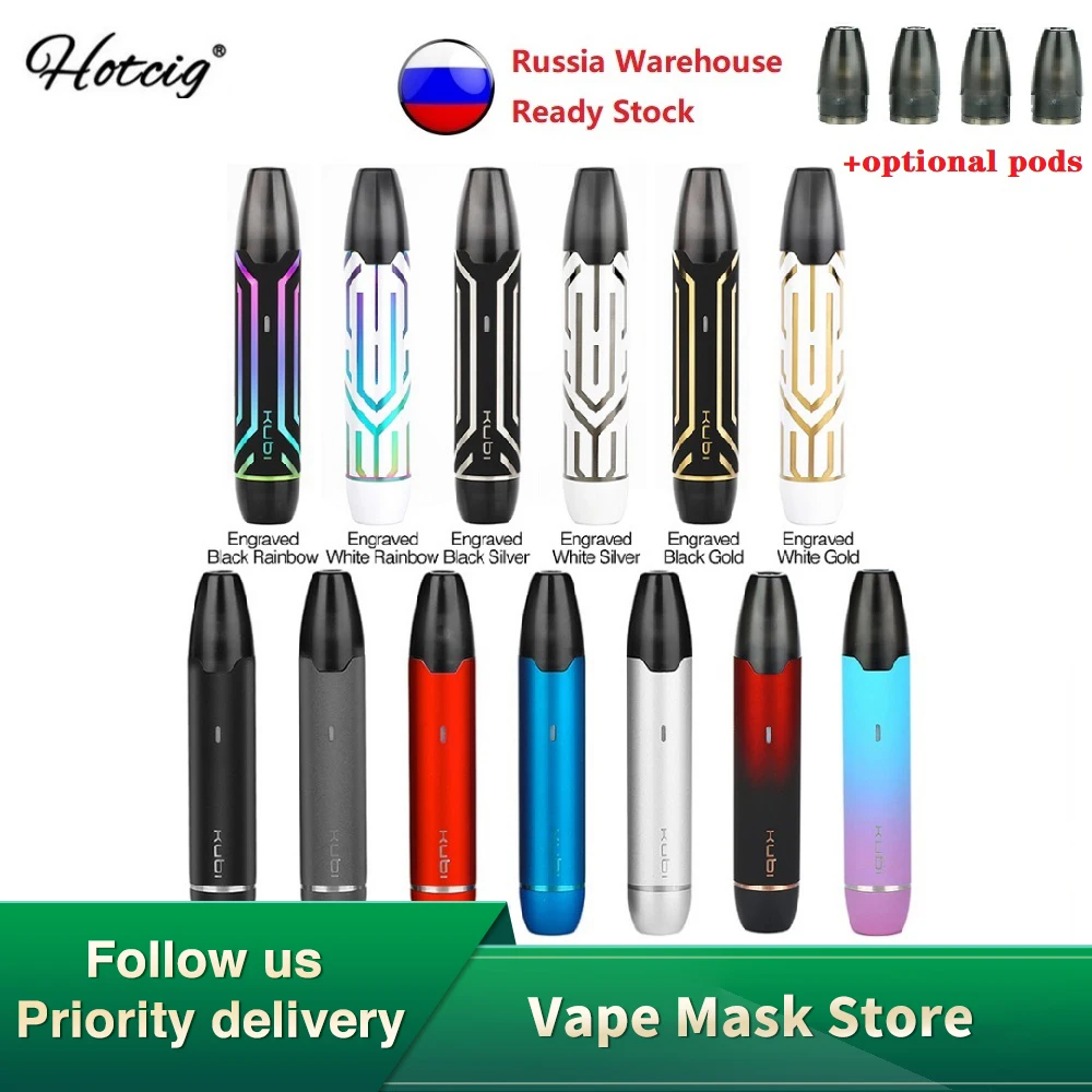 Набор Vape hottcig Kubi Pod со встроенным аккумулятором 550 мА · ч и системой 1,7 мл Pod vape Kit vs Minifit/Renova Zero/VINCI X