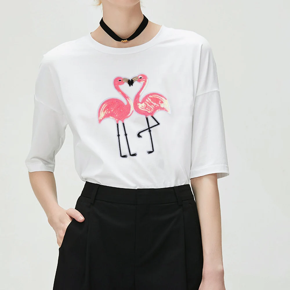 1 шт. Новый Фламинго блестки патч пришить одежду свитер футболка вышитые