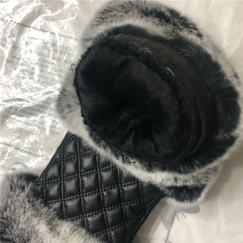 Зимние Модные черные перчатки из натуральной кожи с полупальцами овечья кожа