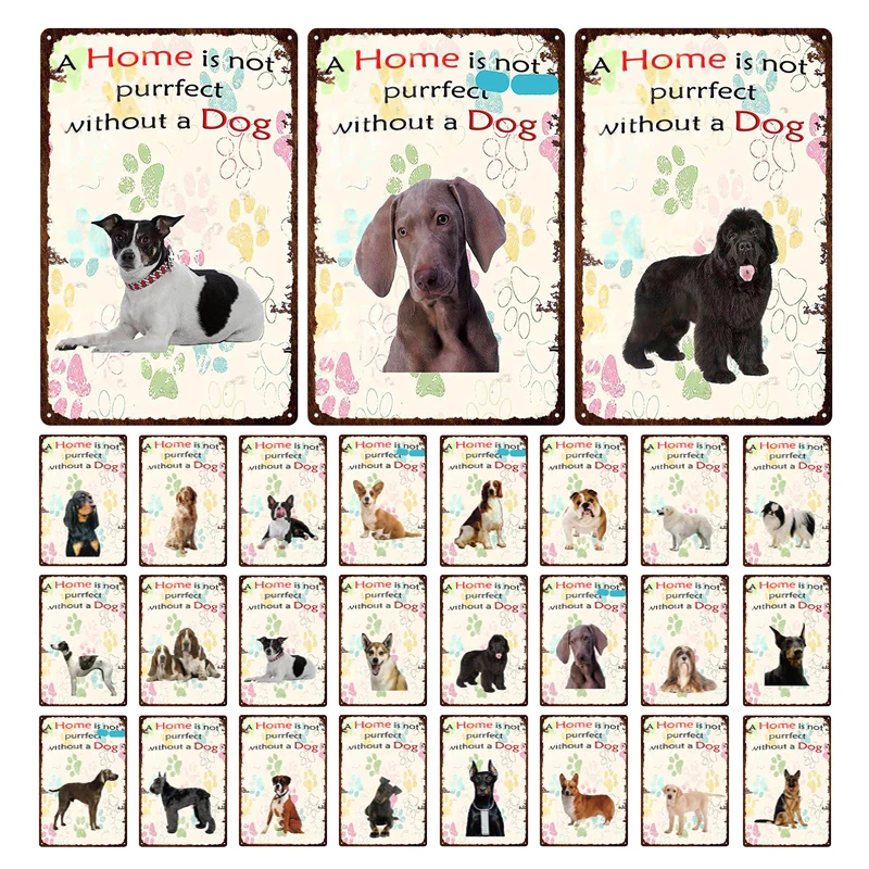 

Cute Dog Metal Plaque Sign Animal Home Wall Art Decor Signs Retro Metal Poster Tin Sign Home Decor