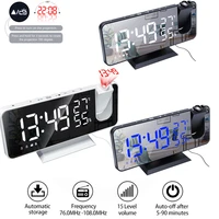 7 5 inches led digital alarm clock radio projection with temperature and humidity lcd mirror clock bedside time display