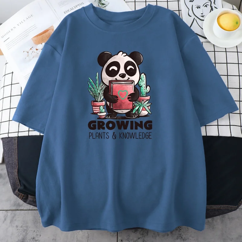 

Panda dos desenhos animados imprimir harajuku t camisas das mulheres verão oversized casual manga curta camisetas femininas