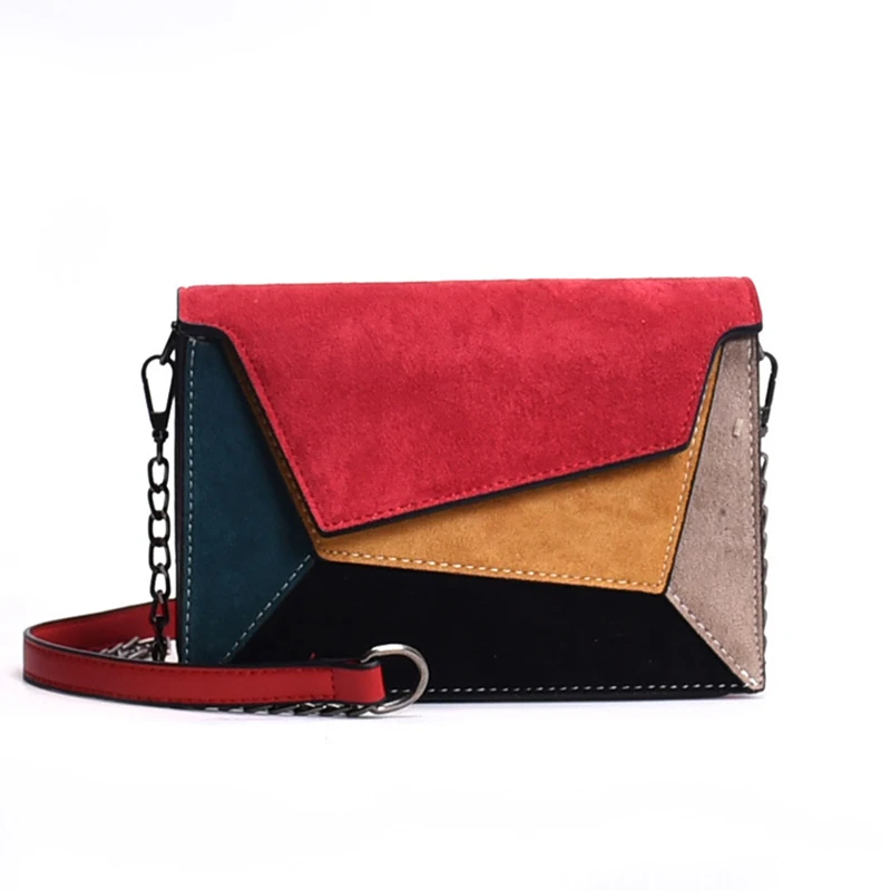 

SMOOZA Retro Matte Patchwork Crossbody Bags for Women Messenger Bags Chain Strap Shoulder Bag Lady Small Flap criss-cross Bag