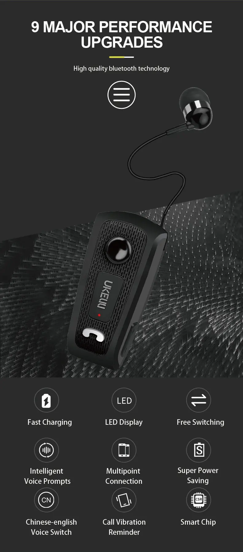 FINEBLUENew UK-E20 Портативный бизнес беспроводной Bluetooth гарнитура Телескопический Тип наушники с микрофоном гарнитура вызов вибрации