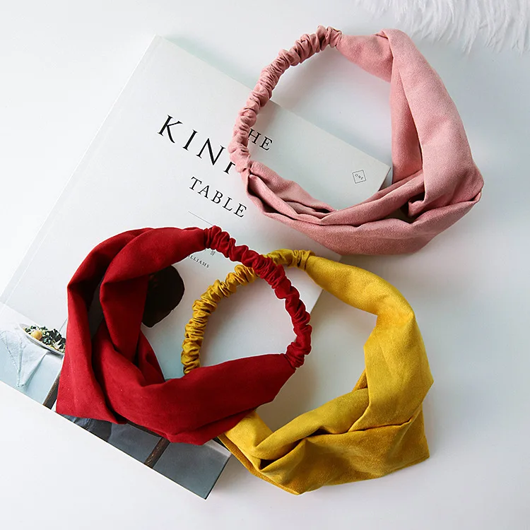 Ремешки для волос ручной работы из замши в стиле ретро Корейском одноцветная