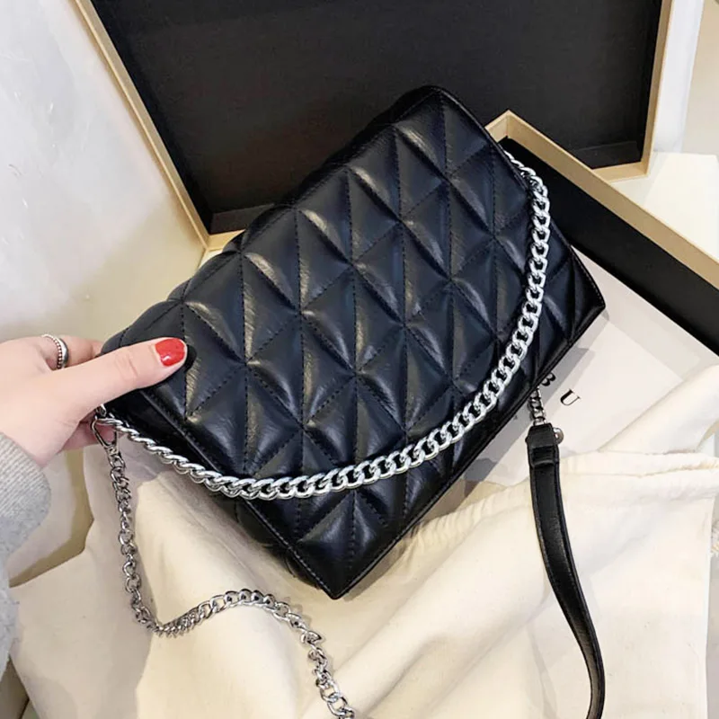 

Women Shoulder Bag Big Square Quilted Bag Pu Leather Flap Metale Chain Totes Bags Luxury Crossbody Bags For Women Shoulder Pouch