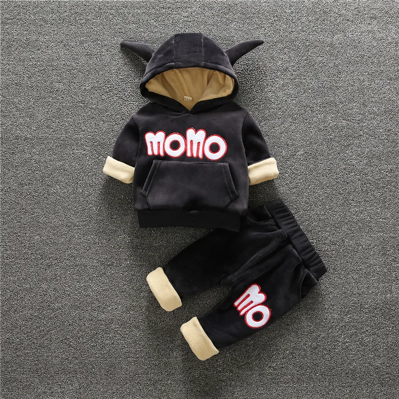 Kids Clothing Set Autumn Winter Fashion Thick Velvet Tops+pants 2pcs Child Letter Warm Clothes Suit Little Boys Girls Outfits | Детская