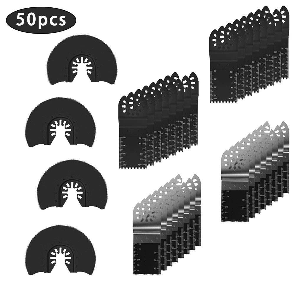 

50ps Universal Saw Blade Set Oscillating Multi Tool Straight Scale Multitools Cutting Wood Saw Blades For Fein Multimaster Power