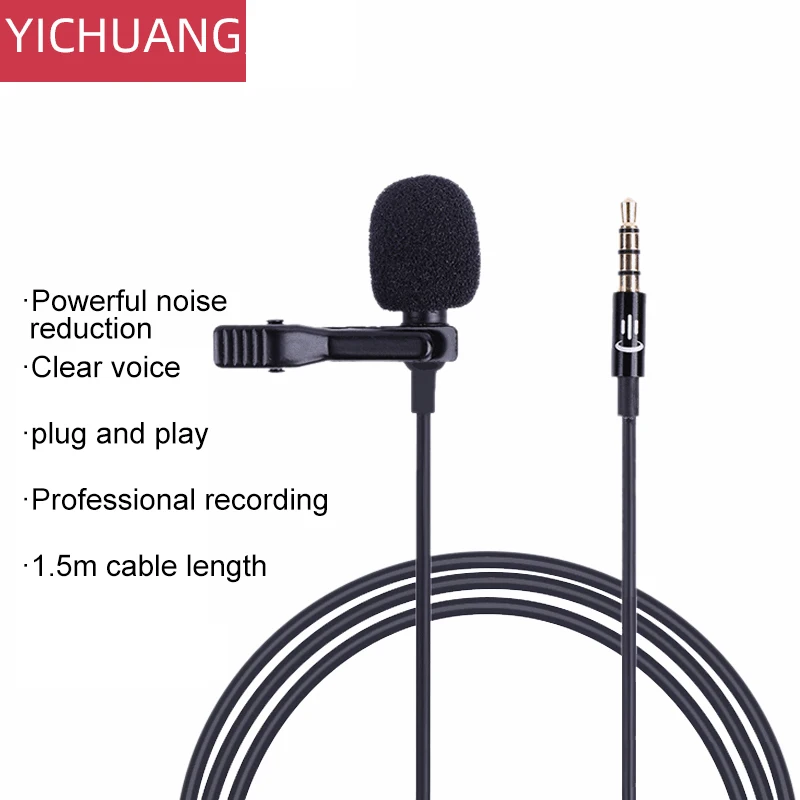 

YICHUANG YC-LM10 1.5M Omnidirectional Metal Microphone 3.5mm Lavalier Tie Clip Microphone Mini Audio Mic for Mobile Phone