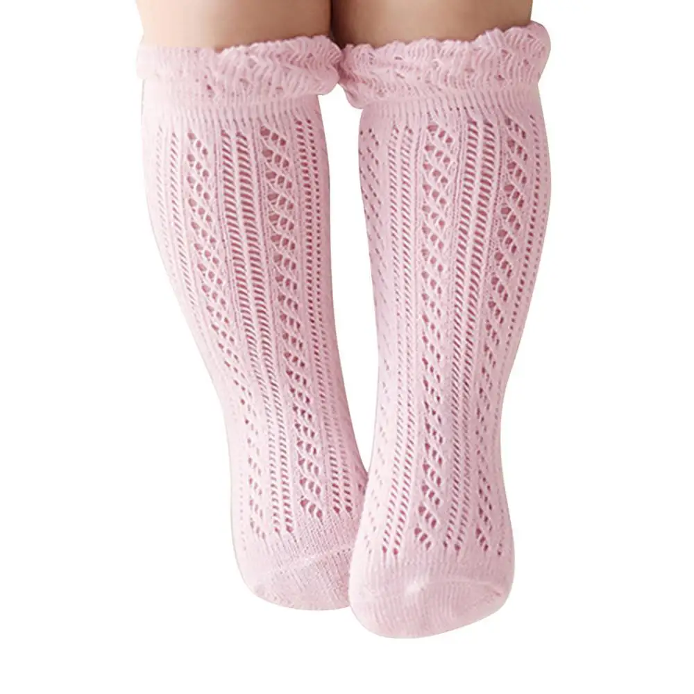 Calcetines antideslizantes transpirables hasta la rodilla para ni&ntilde;as reci&eacute;n nacidas, de algod&oacute;n, para verano-3