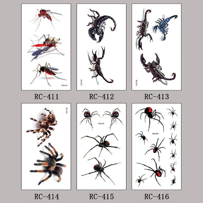 3D Паук-Скорпион временные тату-наклейки Хэллоуин искусственная татуировка