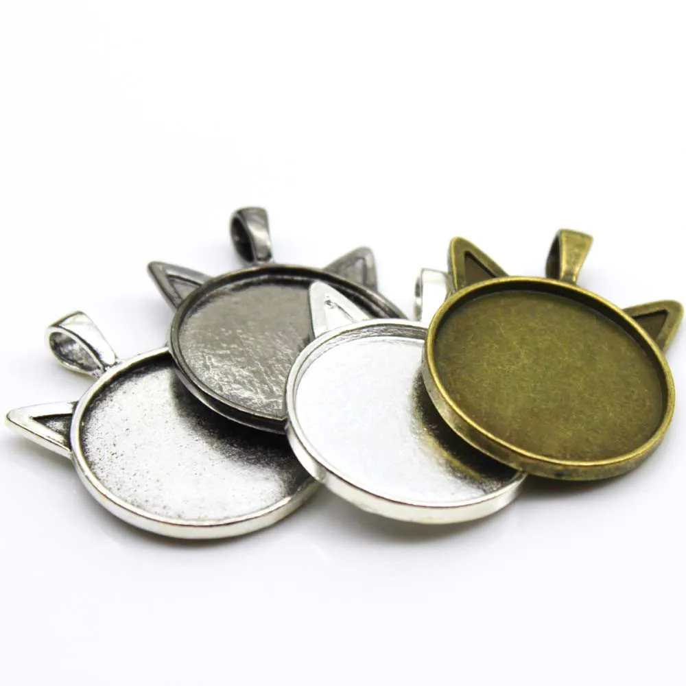 5 шт. 25 мм Серебряное кольцо черная тарелка Ожерелье Подвеска Установка Кабошон