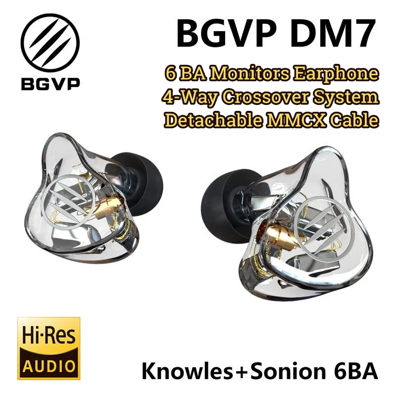 BGVP DM7 6BA мониторы HiFi наушники Hi Res Knowles драйверы Sonion Настройка IEM Fever Музыкальная