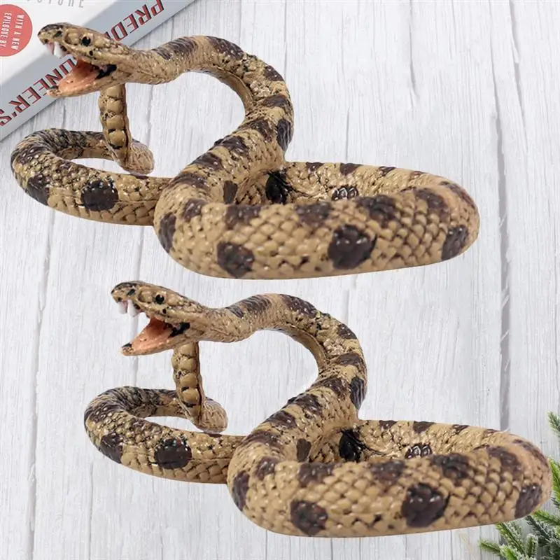 

2Pcs Simulation Snake Toy Plastic Static Snake Model Toy Vivid Wildlife Animal Model Toy Assorted Color (Rattlesnake)