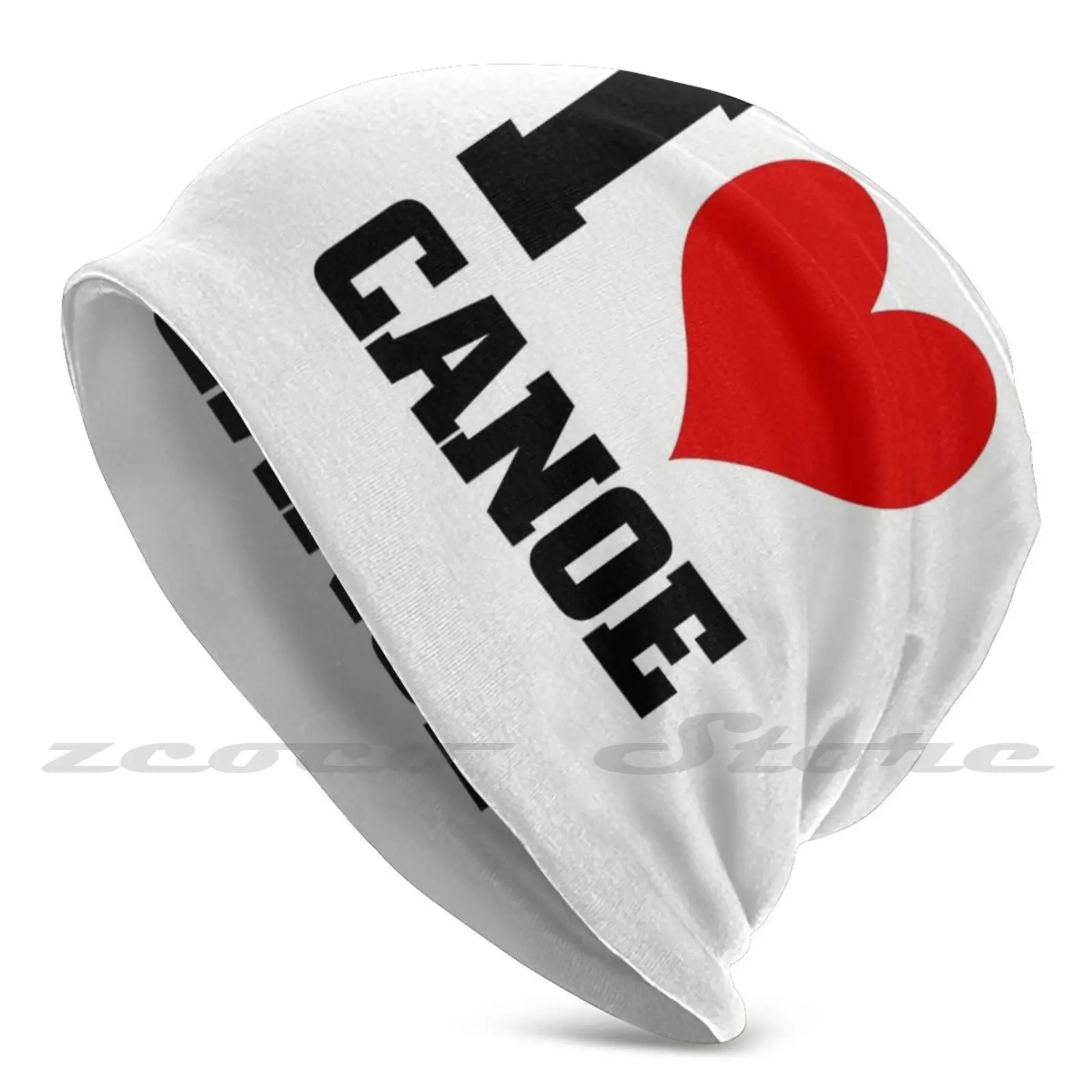 Фото Вязаные шапки I Love каноэ с индивидуальным рисунком Женская эластичная мягкая
