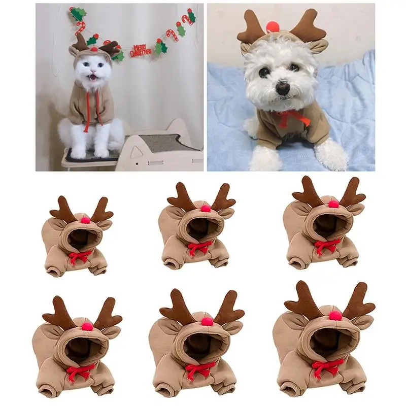 

Pet Dog Hooded Clothes Fashion Small Dogs Clothes With Antlers Weather Warm Puppy Teddy Chihuahua Christmas Costume Dog Hoodies