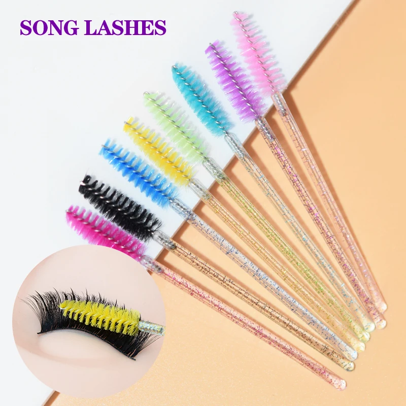 

SONG LASHES 100Pcs Disposable Crystal Eyelashes Extension makeup Brush Mascara Wand Eye Lashes Cosmetic Brush Set makeup tool