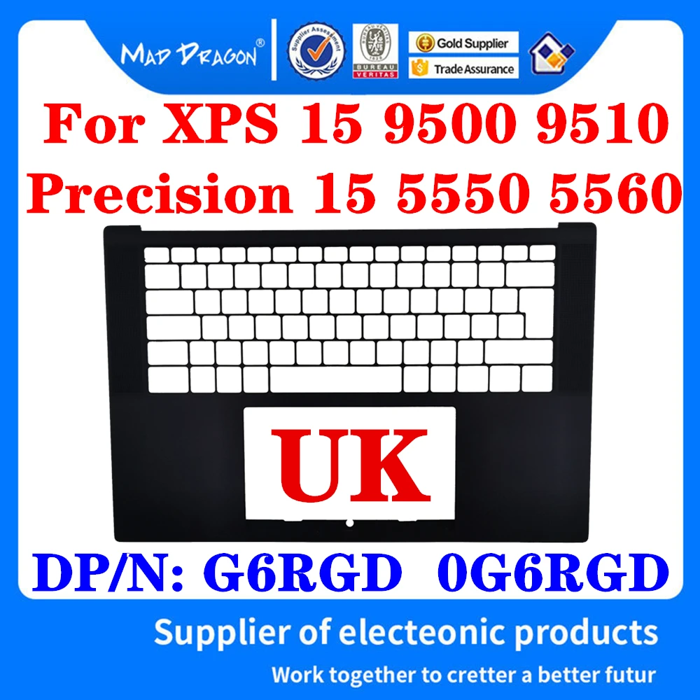 

New G6RGD 0G6RGD For Dell XPS 15 9500 9510 Precision 5550 5560 Laptop Palmrest Upper Cover Case UK Keyboard Layout ​Shell