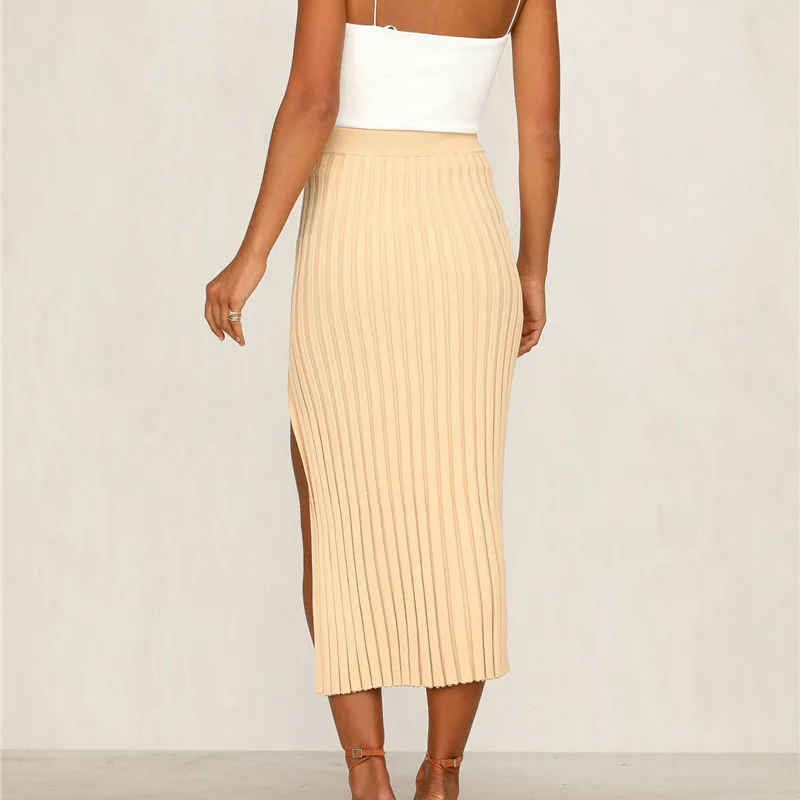 2019 женская сексуальная трикотажная юбка в рубчик однотонная высокая талия с