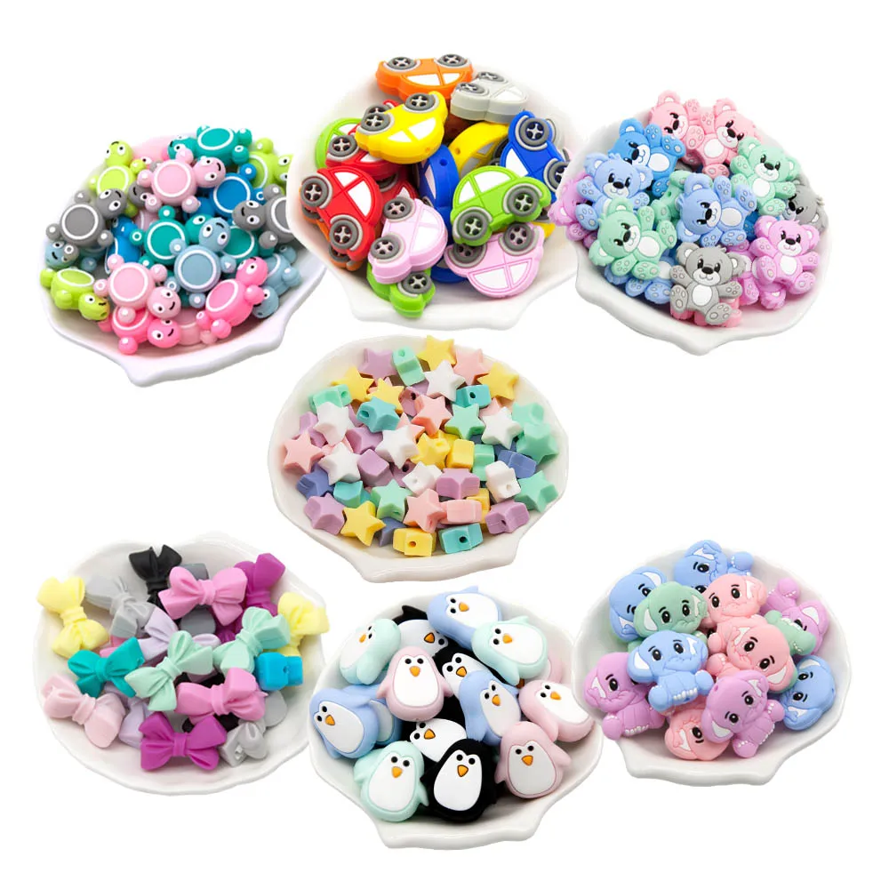 

Cute-idea 6pcs/lot Candy Color Teether hexagon Silicone Beads For Pacifier Clips DIY Cute Teething Toys Silicone Baby Teether
