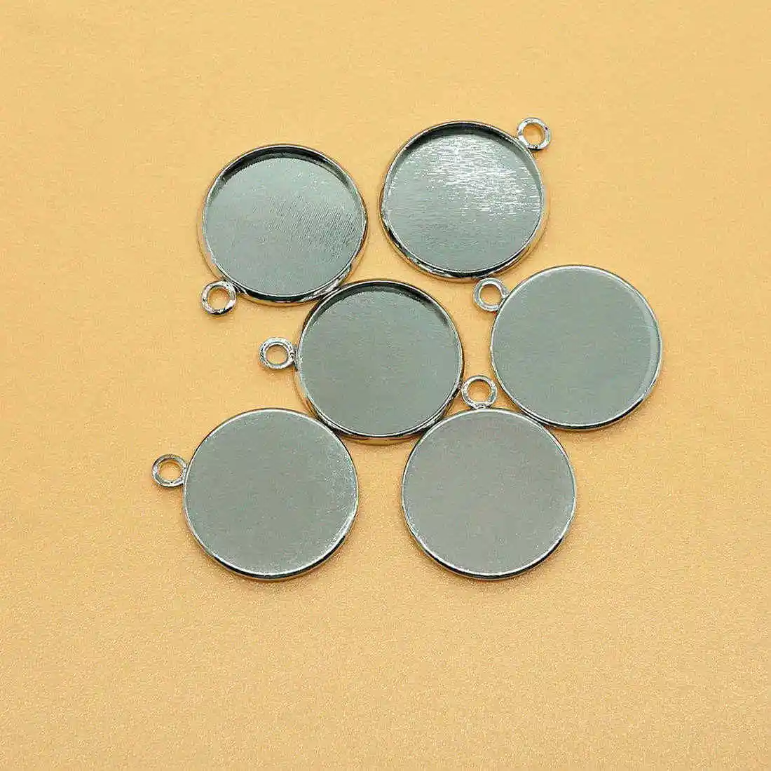 rhodium 20 шт 12 мм-25 мм Ожерелье Подвеска с пустым основанием одно двойное отверстие петли круглое звено без надписи кабошон, гнездовая оправа лотки база - Цвет: rhodium