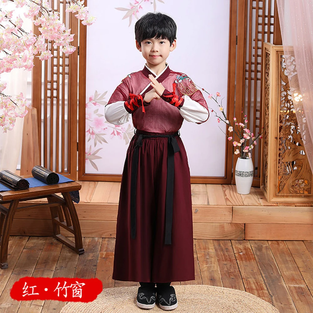 

Suit Folk Dress National Clothing Embroidery Han Dynasty Cosplay Stage Performance traditional chinese clothing for boy Hanfu