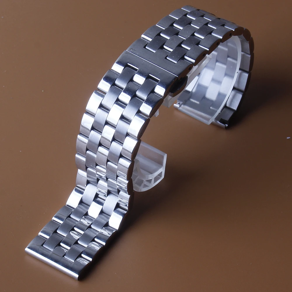 

Stainless Steel Watchbands Bracelet Women Men Silver Solid links Metal Watch Strap 16mm 18mm 19mm20mm 21mm 22mm 24mm Accessories