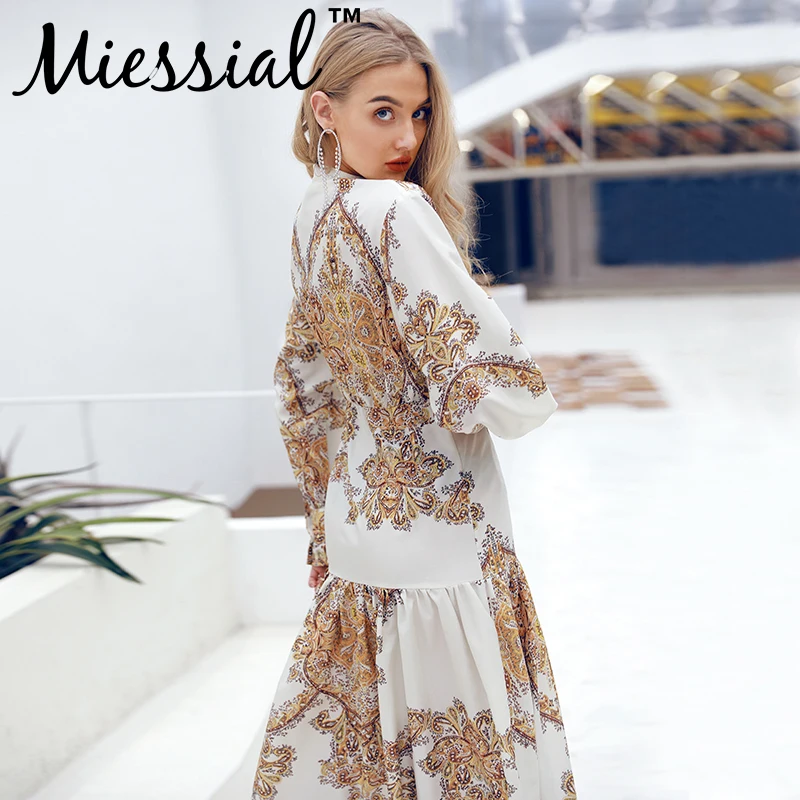 Miessial белое элегантное винтажное женское платье-футболка женские осенние длинные рукава с удлиненной юбкой в стиле бохо платье зимние пикантные пляжные вечерние Детское Белье для сна