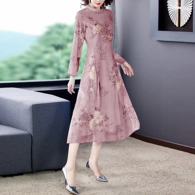 

Top Brand Mulberry Silk Dress Spring And Summer 2021 New Women's Temperament Qipao High End