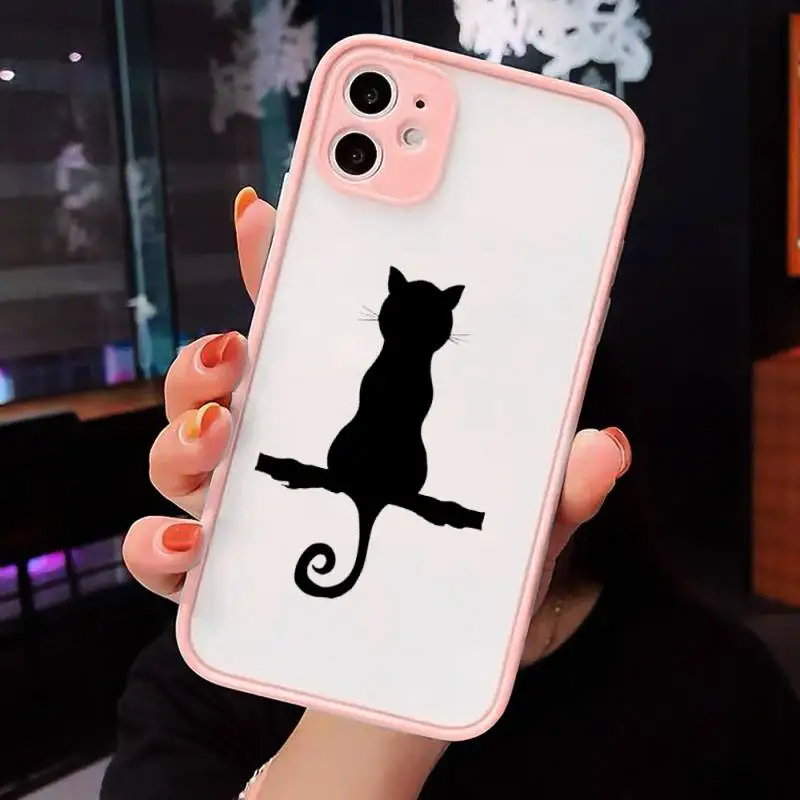 

Cute Cat Black Cat Cartoon high quality Phone Cases matte transparent For iphone 7 8 11 12 plus mini x xs xr pro max cover