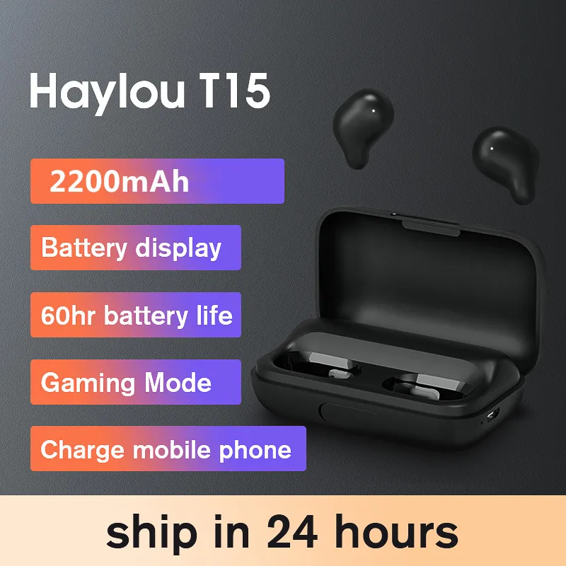

TWS gaming earbuds Haylou T15 2200mAh auriculares fone bluetooth Wireless Headphones for xiaomai IOS smartphone