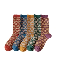 1 pair women socks spring autumn retro style cotton socks women men couple socks flower pattern colorful lovely socks