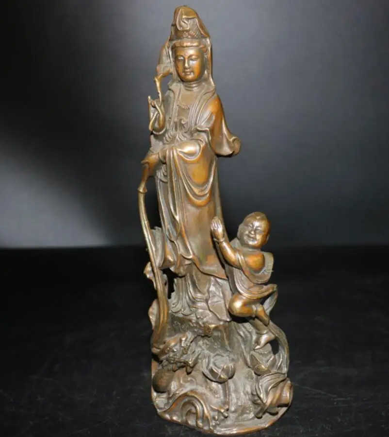Китай (материк) Латунь Мальчик богини милости ремесла статуя