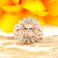 cute fashion big rose flower ring luxury female rose gold engagement ring vintage party wedding band rings for women size 5 12