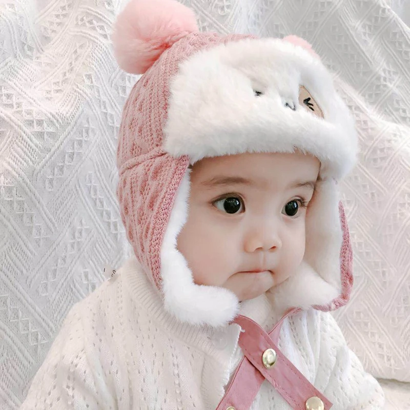 

Winter Warm Baby Thicken Ear Flap Protection Hat Soft Cotton Lei Feng Beanies Cap for Kids Children Girls Boys